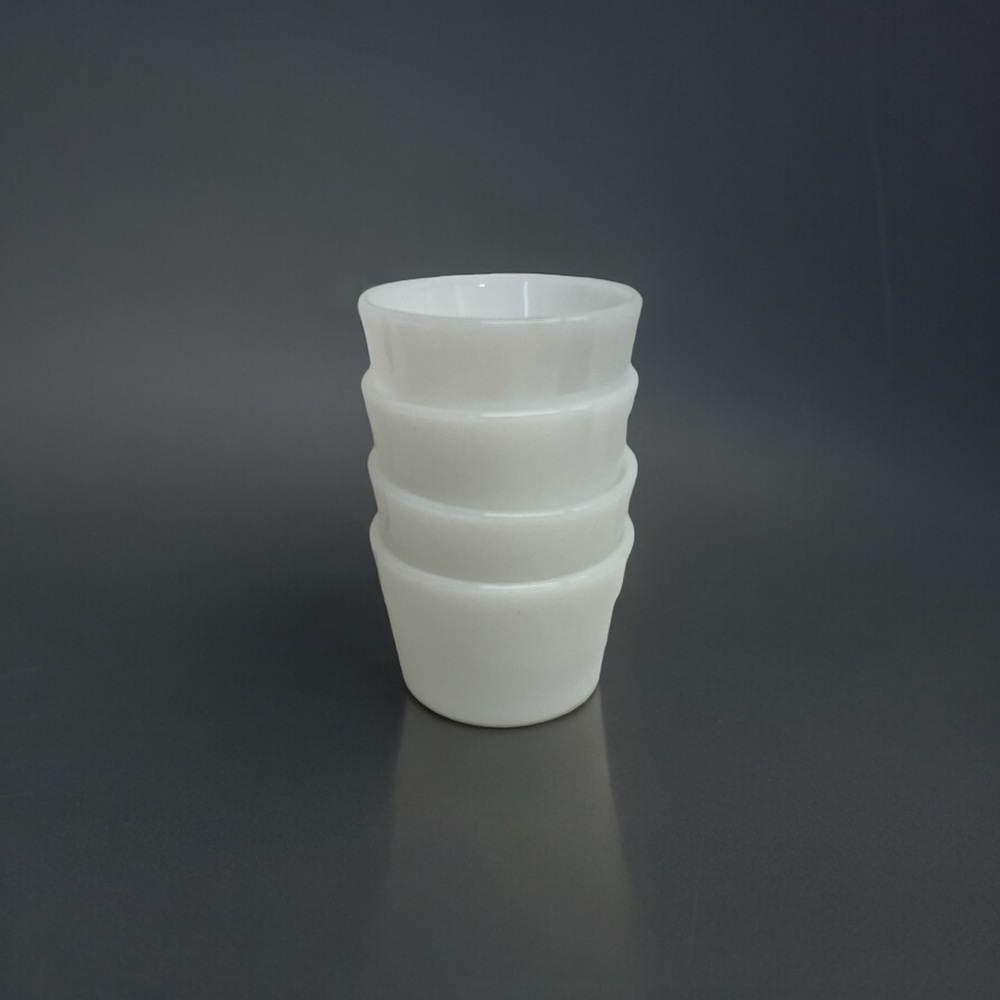 Vtg Glasbake Custard Ramekin Baking Cups Dipping USA Set of 4 Milk Glass